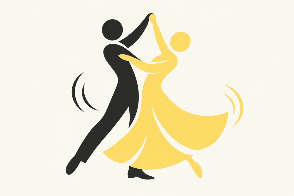 Abstraktes Tanzpaar in Gelb und Schwarz – Hobbygruppe